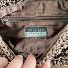 Load image into Gallery viewer, Braciano Brown Crochet Handbag with Bamboo Handle
