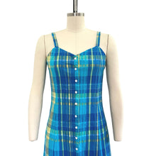 Load image into Gallery viewer, Vintage Talbots Blue Plaid Midi Dress
