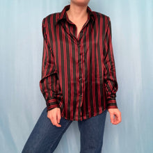 Load image into Gallery viewer, Vintage Black and Red Striped Blouse
