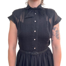 Load image into Gallery viewer, 1960s Vintage Sheer Black Shirtwaist Dress
