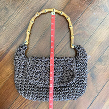 Load image into Gallery viewer, Braciano Brown Crochet Handbag with Bamboo Handle
