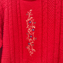 Load image into Gallery viewer, Vintage Carly Blake Red Floral Embroidered Crew Neck Sweater
