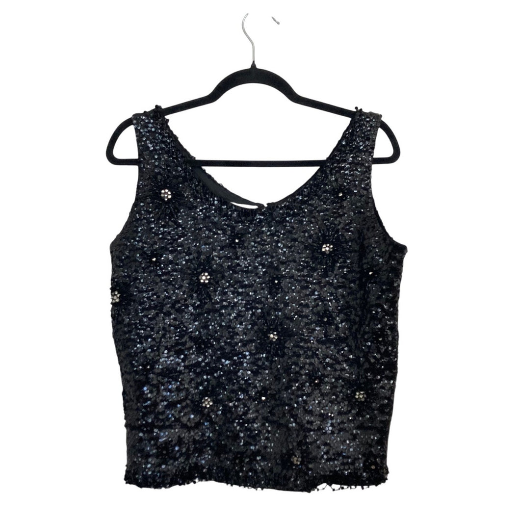 Vintage Marco Polo 1960s Sequin Beaded Sleeveless Wool Top