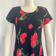 Load image into Gallery viewer, Vintage Y2K Black and Red Floral Dress
