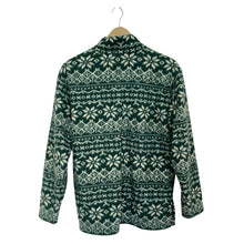 Load image into Gallery viewer, Vintage Alpine Ridge Green Snowflake Fleece Quarter Zip Jacket
