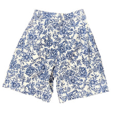 Load image into Gallery viewer, Vintage White and Blue Floral Mom Shorts
