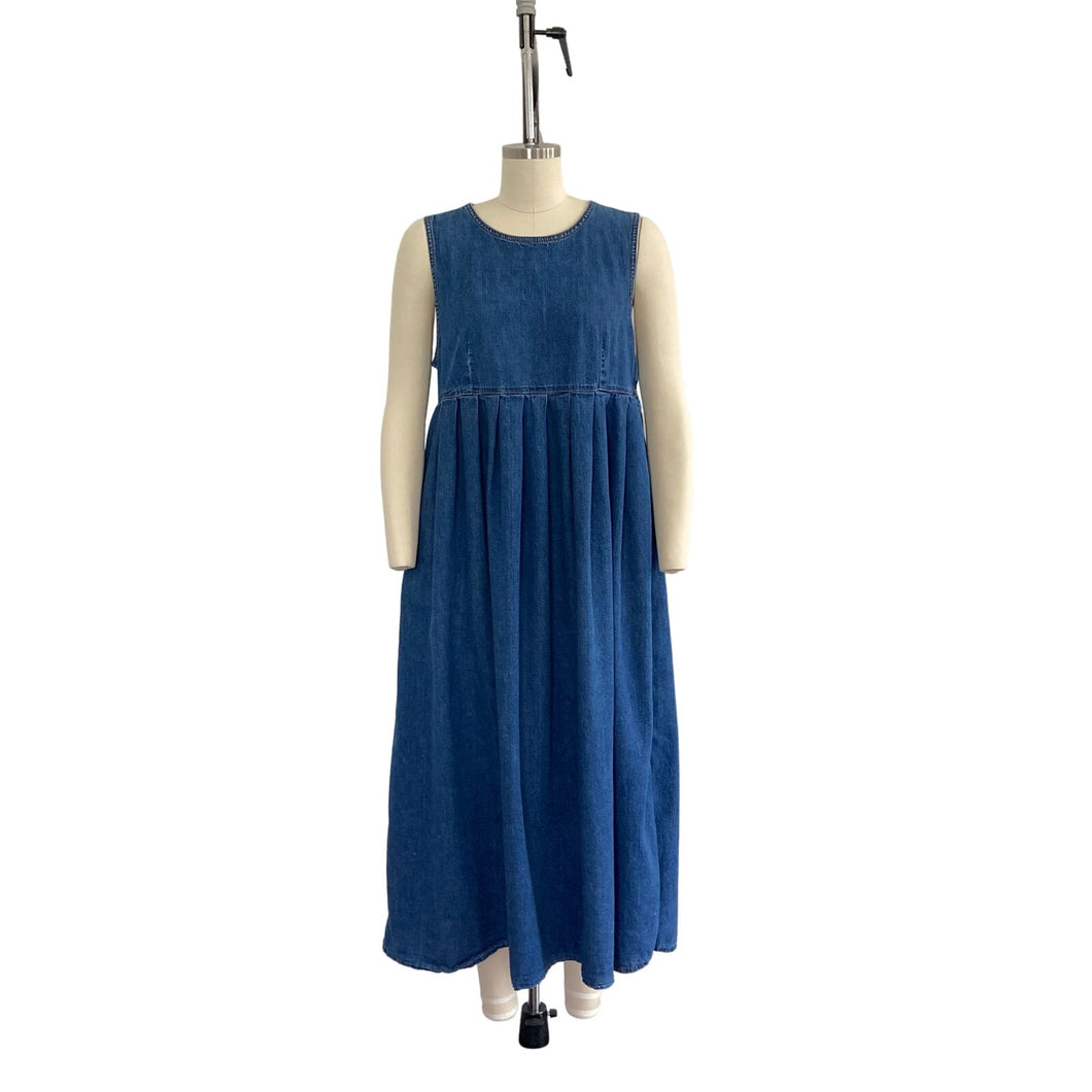 Vintage Laura Ashley Pleated Denim Jumper Dress