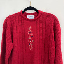 Load image into Gallery viewer, Vintage Carly Blake Red Floral Embroidered Crew Neck Sweater
