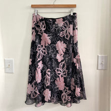 Load image into Gallery viewer, Cato Black and Pink Floral Whimsygoth Midi Skirt
