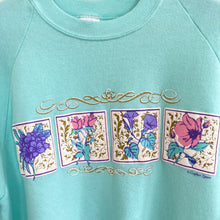 Load image into Gallery viewer, Vintage Gopher Sport Light Blue Floral Raglan Crew Neck Sweatshirt
