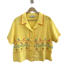 Load image into Gallery viewer, Vintage Bright Yellow Embroidered Blouse
