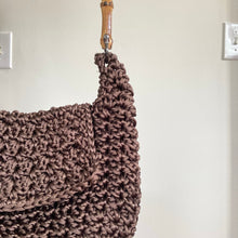Load image into Gallery viewer, Braciano Brown Crochet Handbag with Bamboo Handle
