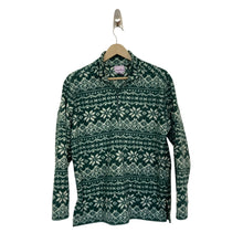 Load image into Gallery viewer, Vintage Alpine Ridge Green Snowflake Fleece Quarter Zip Jacket
