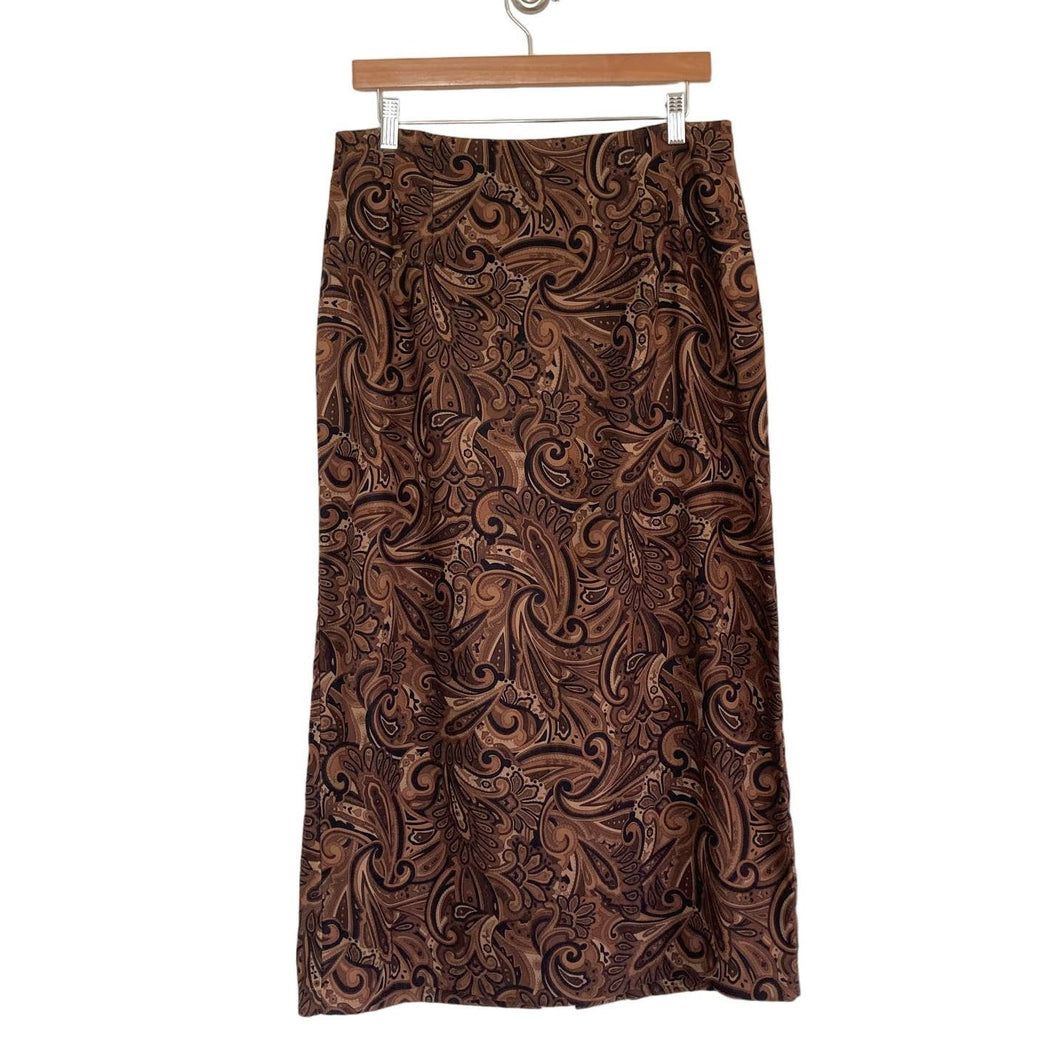 Vintage Brown Paisley Maxi Skirt