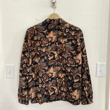 Load image into Gallery viewer, Vintage Black and Brown Floral Lightweight Teddi Zip Up Jacket

