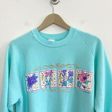 Load image into Gallery viewer, Vintage Gopher Sport Light Blue Floral Raglan Crew Neck Sweatshirt
