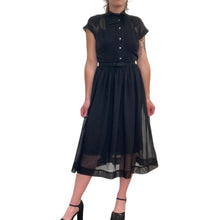 Load image into Gallery viewer, 1960s Vintage Sheer Black Shirtwaist Dress
