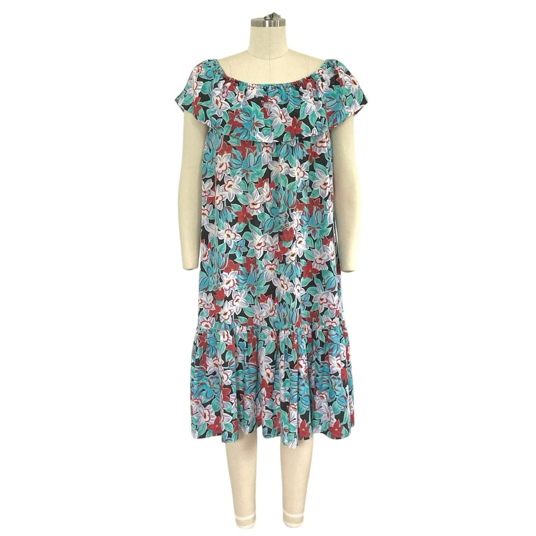 Vintage Ashley Ames Floral Muumuu with Ruffle Collar