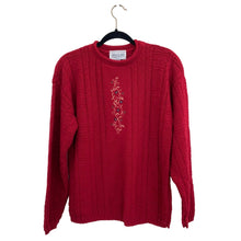 Load image into Gallery viewer, Vintage Carly Blake Red Floral Embroidered Crew Neck Sweater
