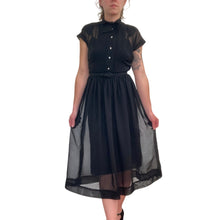 Load image into Gallery viewer, 1960s Vintage Sheer Black Shirtwaist Dress
