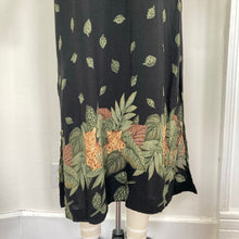 Load image into Gallery viewer, Vintage Black Tropical Maxi Dress with Jungle Print
