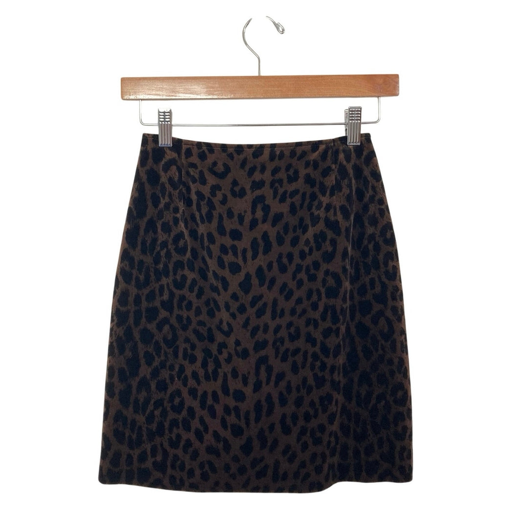 Vintage Joseph Ribkoff Leopard Print Velvet Mini Skirt