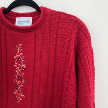 Load image into Gallery viewer, Vintage Carly Blake Red Floral Embroidered Crew Neck Sweater
