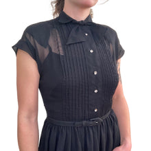 Load image into Gallery viewer, 1960s Vintage Sheer Black Shirtwaist Dress
