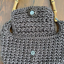 Load image into Gallery viewer, Braciano Brown Crochet Handbag with Bamboo Handle
