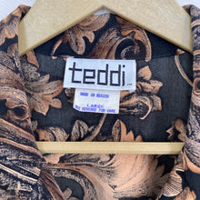 Load image into Gallery viewer, Vintage Black and Brown Floral Lightweight Teddi Zip Up Jacket
