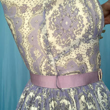 Load image into Gallery viewer, 1950s Purple Floral Fit and Flare Cocktail Dress
