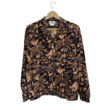 Load image into Gallery viewer, Vintage Black and Brown Floral Lightweight Teddi Zip Up Jacket
