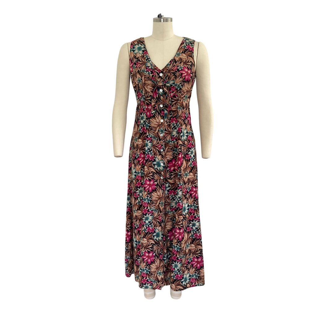 Vintage Bobbie Bee Tropical Maxi Dress with Tie