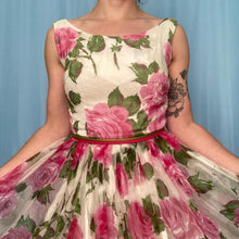 Load image into Gallery viewer, 1950s Floral Fit and Flare Cocktail Dress
