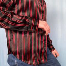 Load image into Gallery viewer, Vintage Black and Red Striped Blouse
