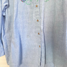 Load image into Gallery viewer, Vintage Flower and Heart Embroidered Chambray Shirt
