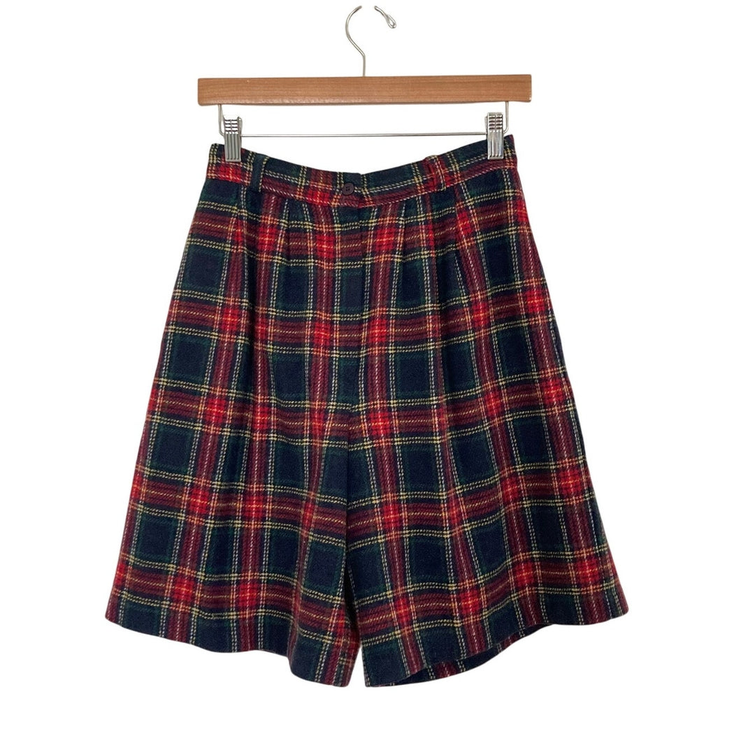 Vintage Wool Blend Plaid Bermuda Shorts