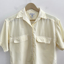 Load image into Gallery viewer, Vintage Piccolo Yellow Pinstripe Button Up Blouse
