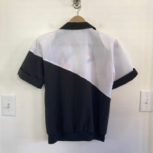 Load image into Gallery viewer, Funky 80s Black and white Polo Style Blouse
