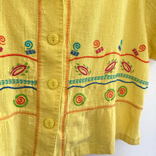 Load image into Gallery viewer, Vintage Bright Yellow Embroidered Blouse
