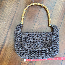 Load image into Gallery viewer, Braciano Brown Crochet Handbag with Bamboo Handle
