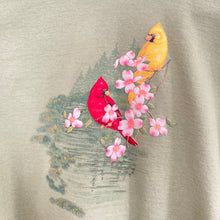 Load image into Gallery viewer, Vintage Light Greent Crew Neck Pullover Sweatshirt with Birds
