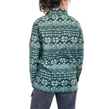 Load image into Gallery viewer, Vintage Alpine Ridge Green Snowflake Fleece Quarter Zip Jacket
