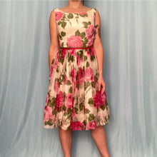 Load image into Gallery viewer, 1950s Floral Fit and Flare Cocktail Dress
