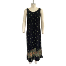 Load image into Gallery viewer, Vintage Black Tropical Maxi Dress with Jungle Print
