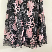 Load image into Gallery viewer, Cato Black and Pink Floral Whimsygoth Midi Skirt
