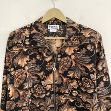 Load image into Gallery viewer, Vintage Black and Brown Floral Lightweight Teddi Zip Up Jacket
