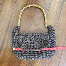 Load image into Gallery viewer, Braciano Brown Crochet Handbag with Bamboo Handle
