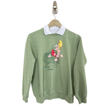 Load image into Gallery viewer, Vintage Light Greent Crew Neck Pullover Sweatshirt with Birds
