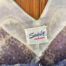 Load image into Gallery viewer, 1950s Shirley Lee Purple Floral Fit and Flare Cocktail Dress
